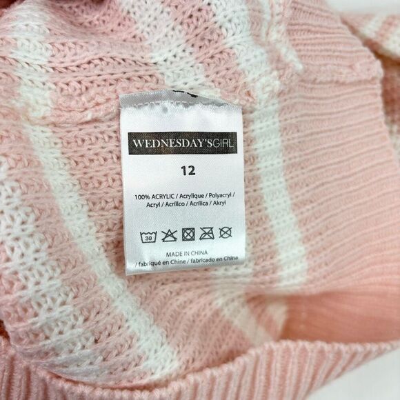 Wednesday's Girl Sweater Women 12 Pink Stripe LongSleeve Pullover NWT Fall Knit - Picture 8 of 9